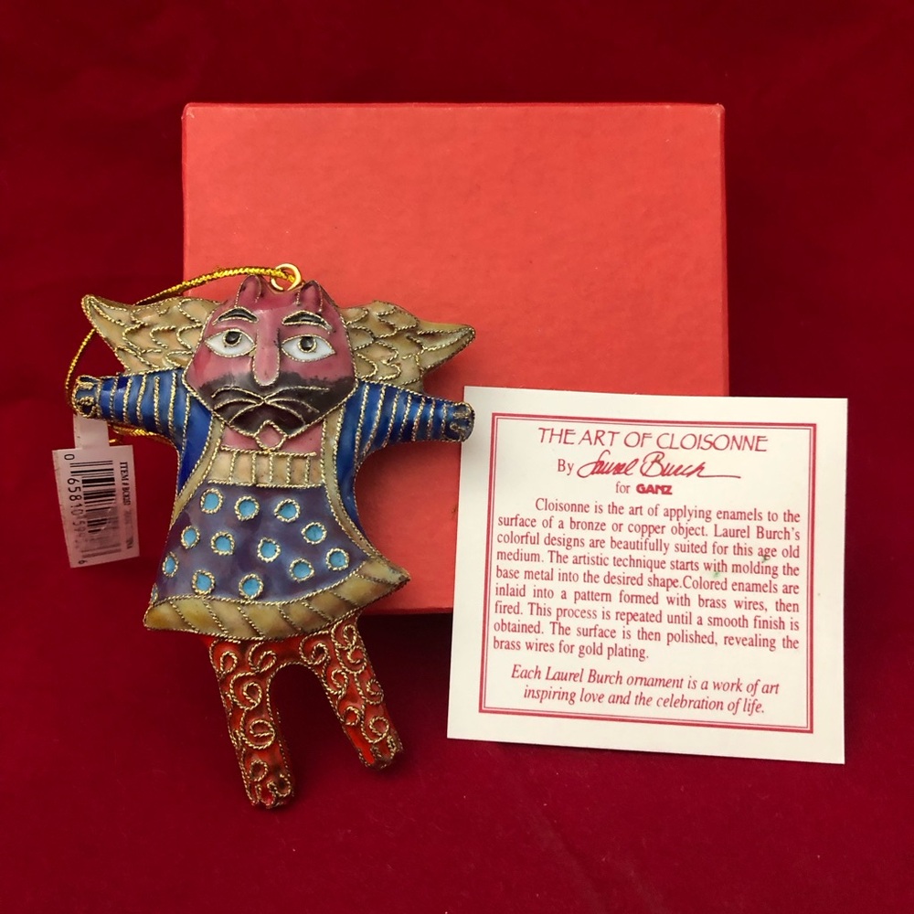 Vintage Angel Cats Laurel Burch Bella Casa By Ganz  Cloisonne Christmas Ornament